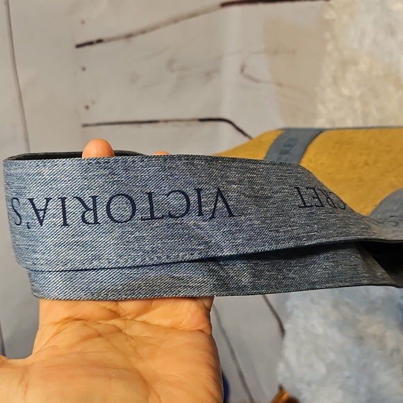 Victoria's Secret Blue ,tan Tote Bag with Beachy Vibe - Picture 8 of 9